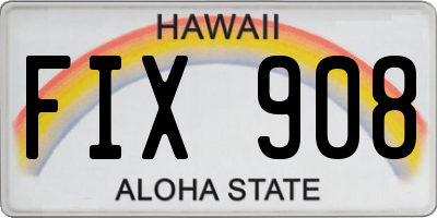 HI license plate FIX908