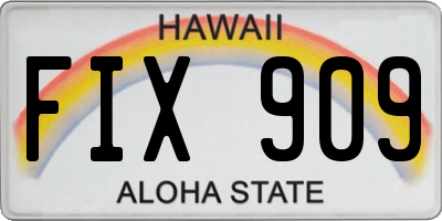 HI license plate FIX909