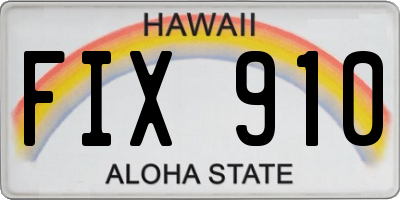 HI license plate FIX910