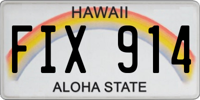 HI license plate FIX914