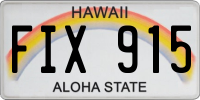 HI license plate FIX915