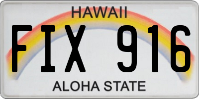 HI license plate FIX916