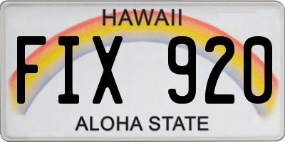 HI license plate FIX920