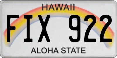 HI license plate FIX922