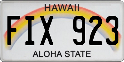 HI license plate FIX923