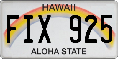 HI license plate FIX925