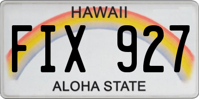 HI license plate FIX927
