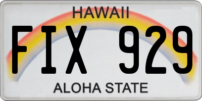 HI license plate FIX929