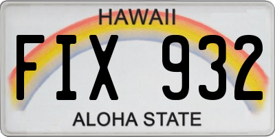 HI license plate FIX932