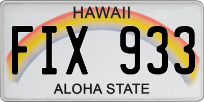 HI license plate FIX933