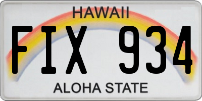 HI license plate FIX934