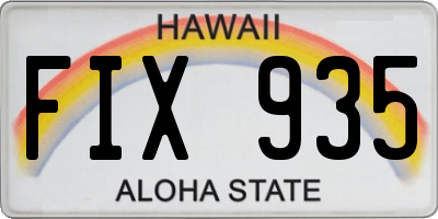 HI license plate FIX935