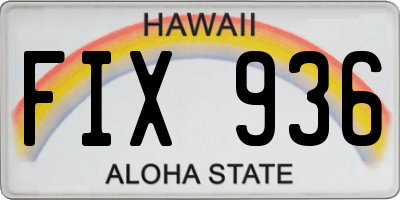 HI license plate FIX936