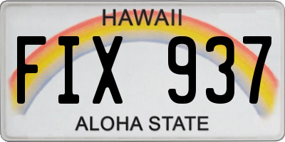 HI license plate FIX937