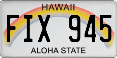 HI license plate FIX945