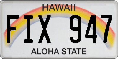 HI license plate FIX947