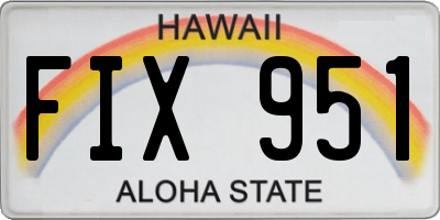 HI license plate FIX951