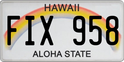 HI license plate FIX958