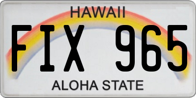 HI license plate FIX965