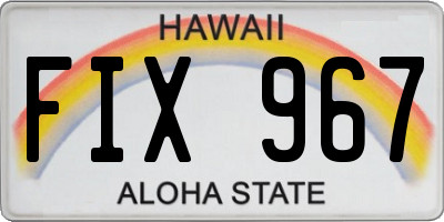 HI license plate FIX967