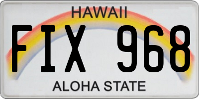 HI license plate FIX968