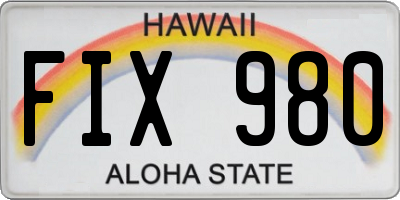 HI license plate FIX980