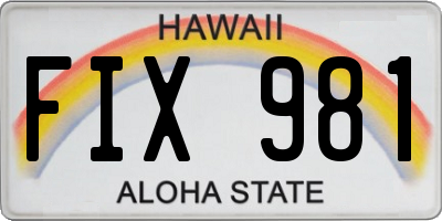 HI license plate FIX981