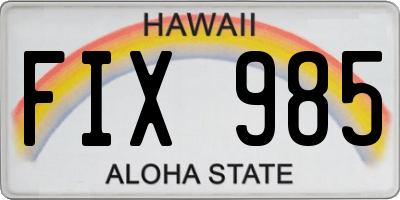 HI license plate FIX985