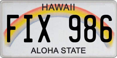 HI license plate FIX986