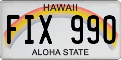 HI license plate FIX990