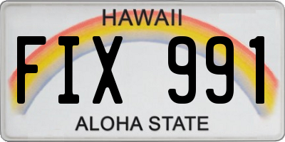 HI license plate FIX991
