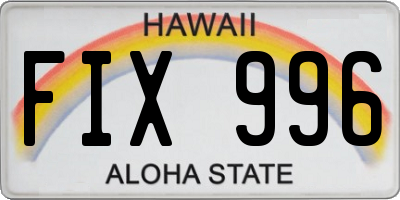 HI license plate FIX996