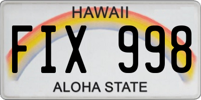 HI license plate FIX998