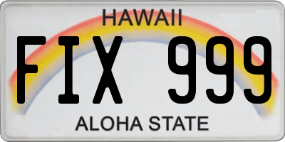 HI license plate FIX999