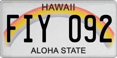 HI license plate FIY092