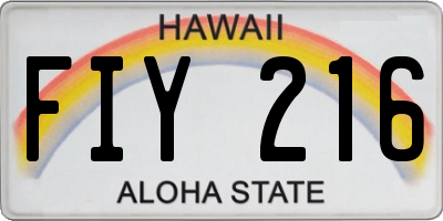 HI license plate FIY216