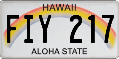 HI license plate FIY217