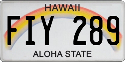 HI license plate FIY289