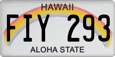 HI license plate FIY293