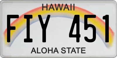 HI license plate FIY451