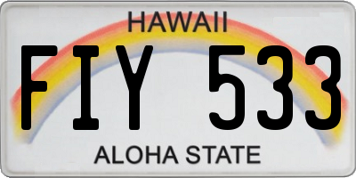 HI license plate FIY533