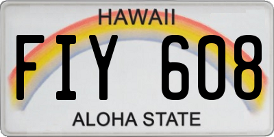 HI license plate FIY608