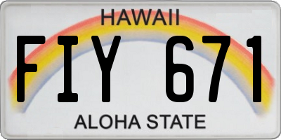 HI license plate FIY671