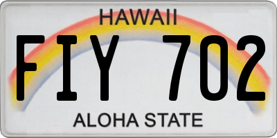 HI license plate FIY702