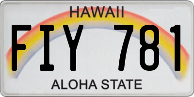 HI license plate FIY781
