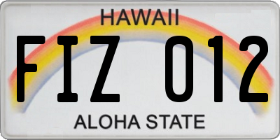 HI license plate FIZ012