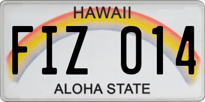 HI license plate FIZ014