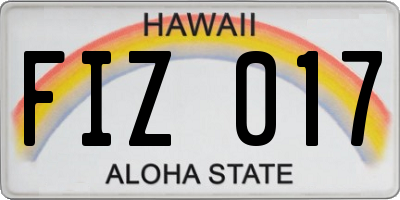 HI license plate FIZ017