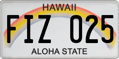 HI license plate FIZ025