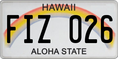 HI license plate FIZ026